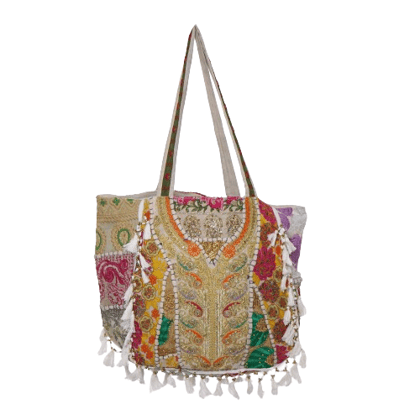 Rajasthani Embroidered Shoulder Bag, Pure Cotton Shoulder Bag With Handmade Beautiful Patchwork Multcolor Set 1