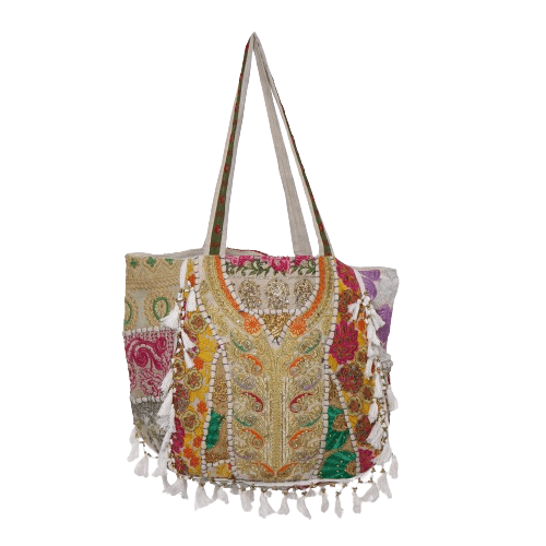 Buy Tribes India Rajasthani Tribal Handmade Red Cotton With Embroided  Resham Dori Shoulder U-Shaped Handbag (Babal Resham Elephant)  (1STXBAGRJ00104_3) at Amazon.in