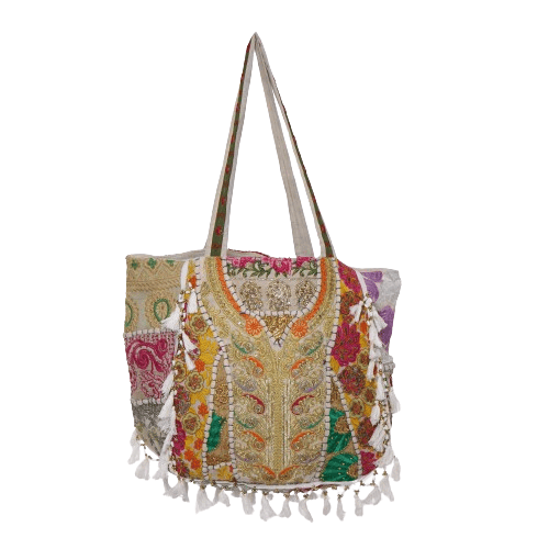 Rajasthani Embroidered Shoulder Bag, Pure Cotton Shoulder Bag With Handmade Beautiful Patchwork Multcolor Set 1