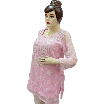 Short Kurti With Handicrafted Chikankari Work