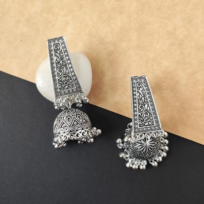 Beautiful Oxidised Silver Long Jhumka Earrings For Women And Girls