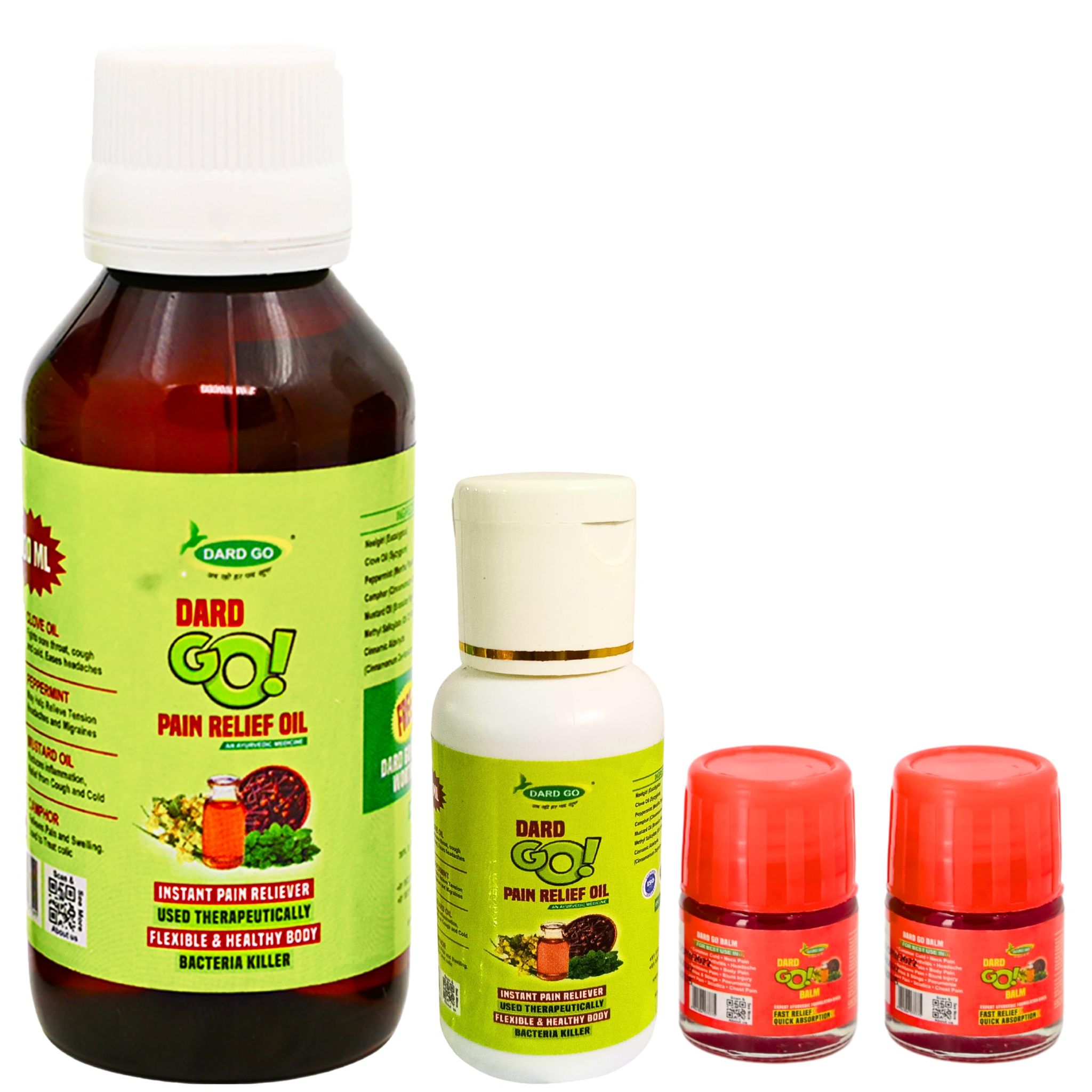 Dardgo Pain Relief Oil | Ideal for Joint Pain, Knee Pain, Neck Pain, Back Pain, Shoulder Pain, Sciatica Pain | Instant Pain Reliever | Ayurvedic & Non-Sticky, 100 ml + 20 ml + 2 Balm (Combo Pack)