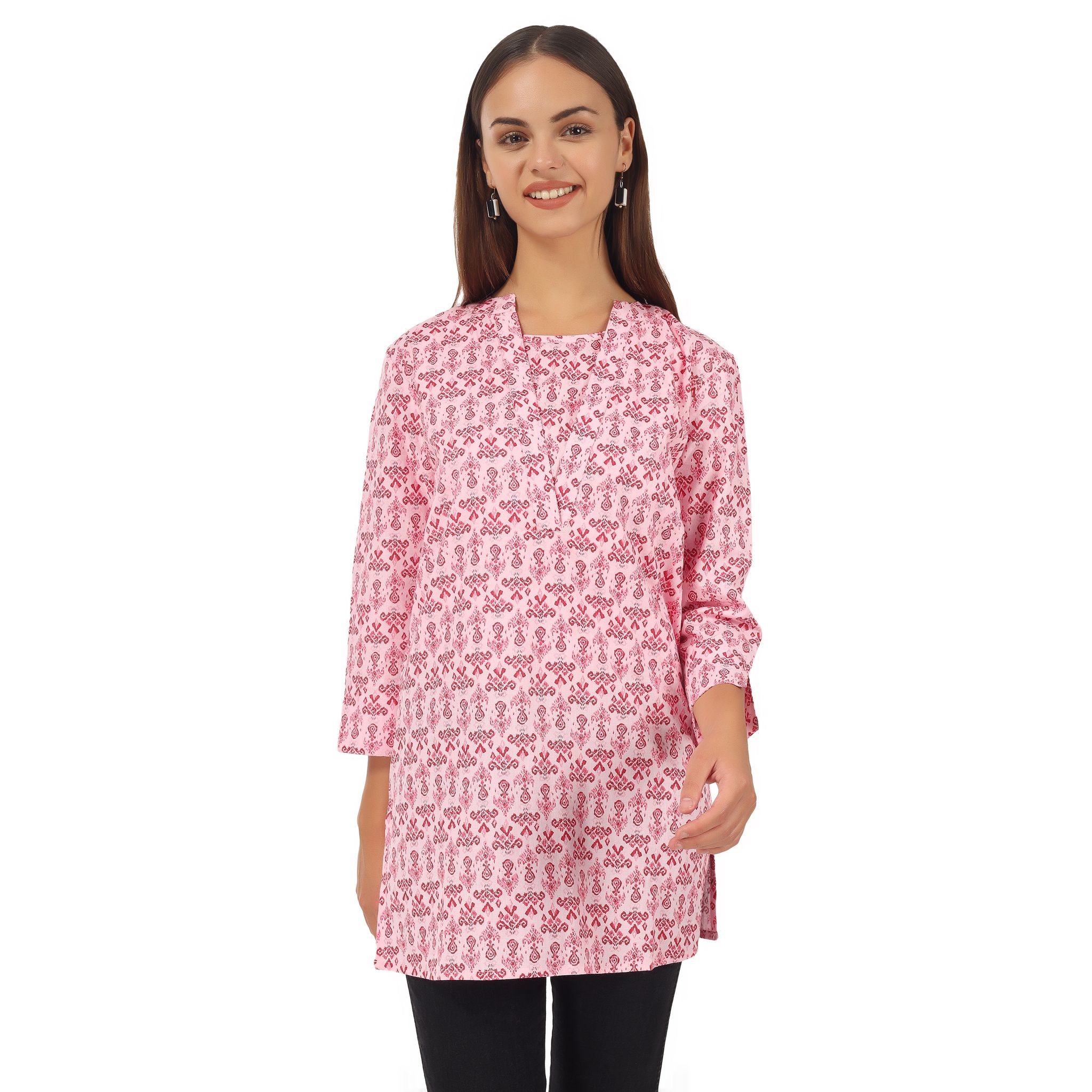 JACOBIN CUCKOO MATERNITY GARMENTS Light Pink Printed Long Top For Women &Girl