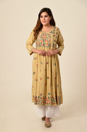 Ladies New Fashion Hand Chikankari Kurti | Long Angarkha Kurti