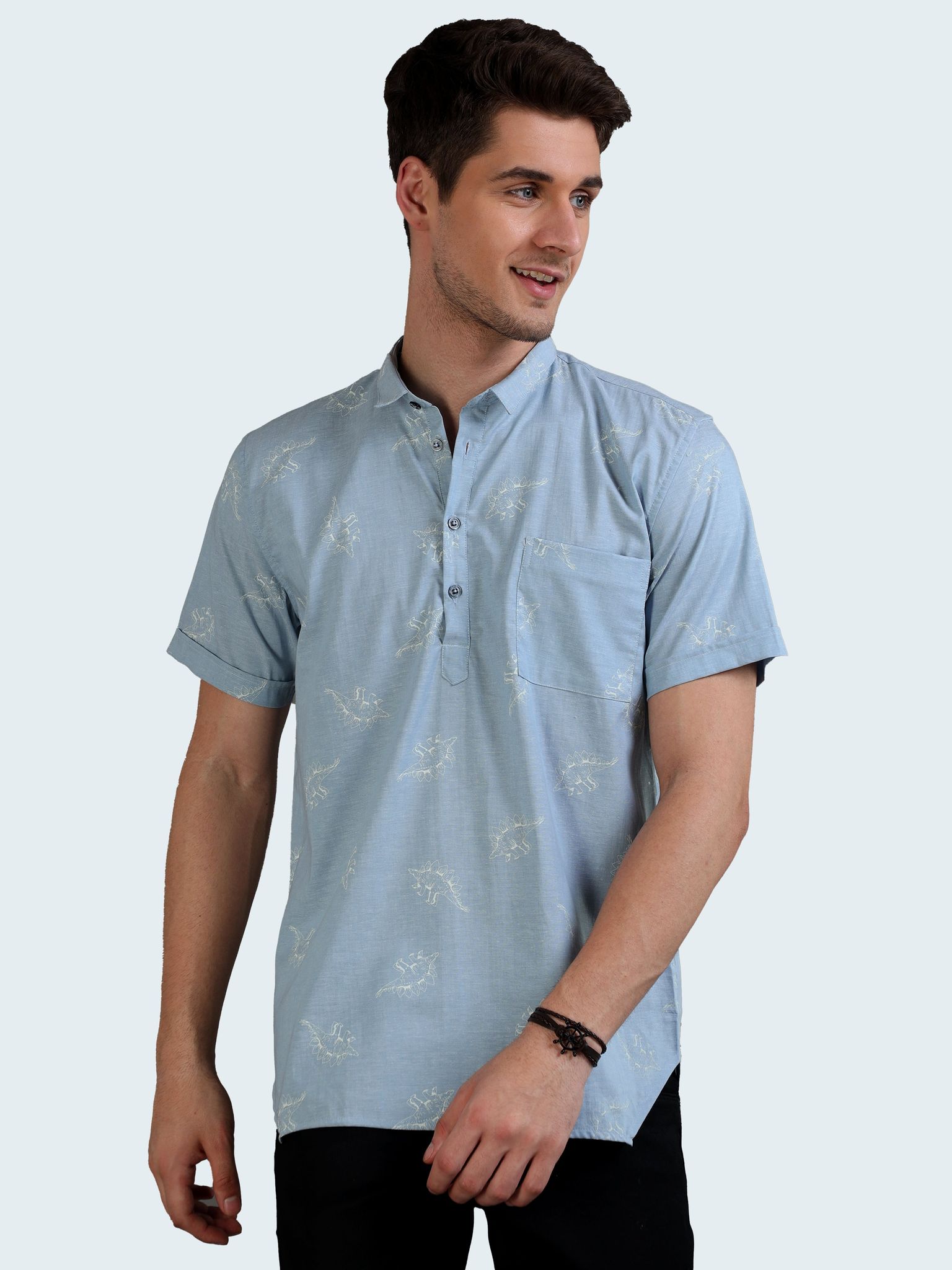 Chambrosaur Half Sleeves Kurta Shirt