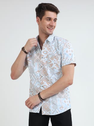 Golden Skyline Printed Half Sleeves Shirt