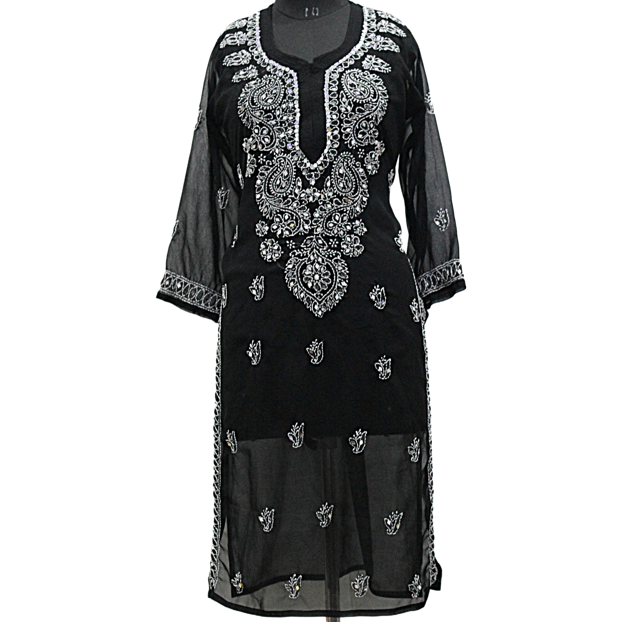 Chikankari Kurta Black