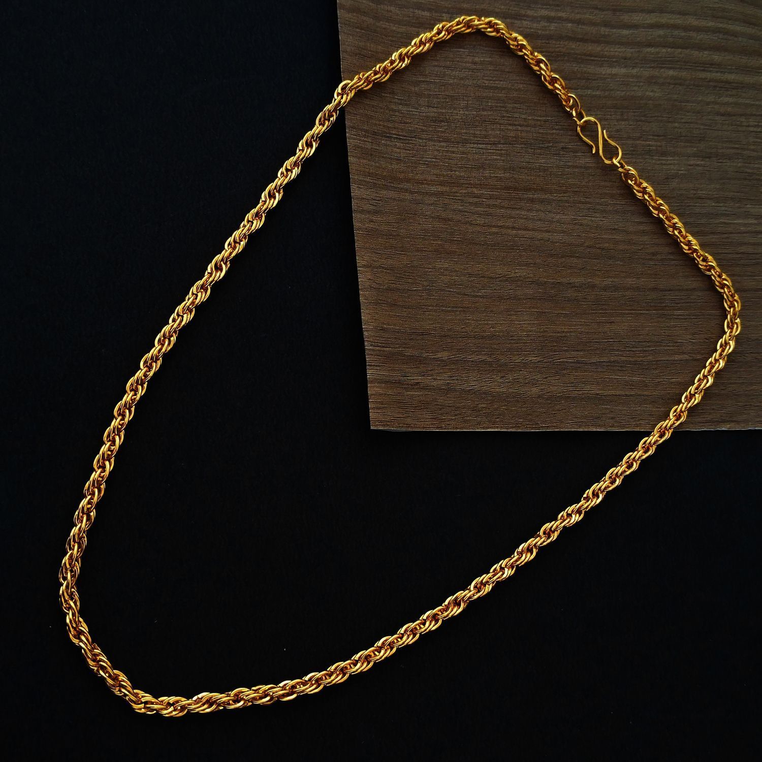 Lucky Jewellery Designer Gold Plated Rope Chain Necklace For Men & Women (60-A3C-2958-G22)