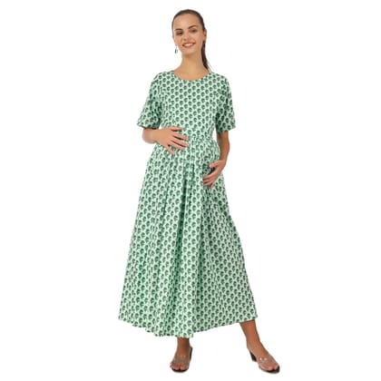 Jacobin Cuckoo Maternity Garments Aqua Long Dress for Women