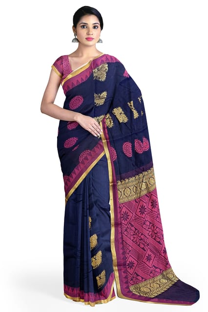 Festive Wear Raw Mango Samantha Chanderi Blue Saree, 6.50m With Blouse  Piece at Rs 9800 in Chanderi