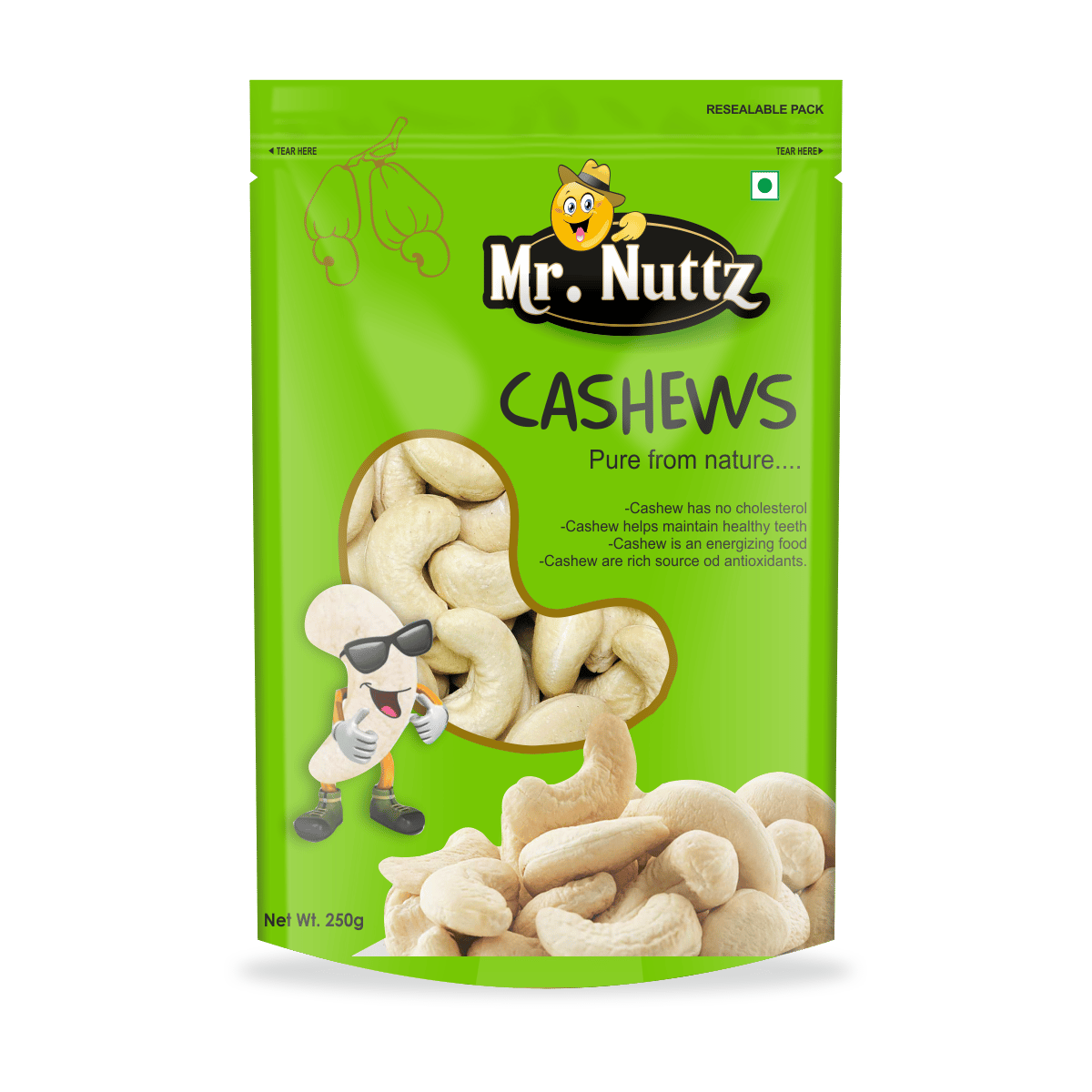 Mr. Nuttz Premium Cashew(Kaju) Nuts 250g