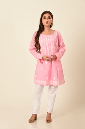 Ladies New Fashion Hand Chikankari Short  Kurti