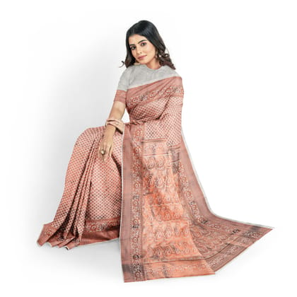 Half white Double Shaded Zari Woven Saree