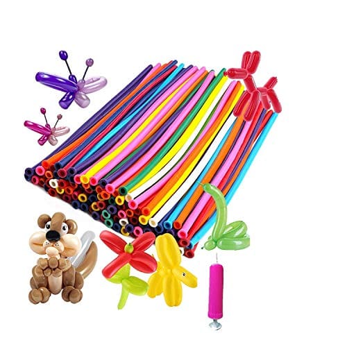 Crazy Sutra Animals Kit Twisting Balloons 100pcs Latex Long Modelling Balloons with 1 Balloon Pump (multicolor)