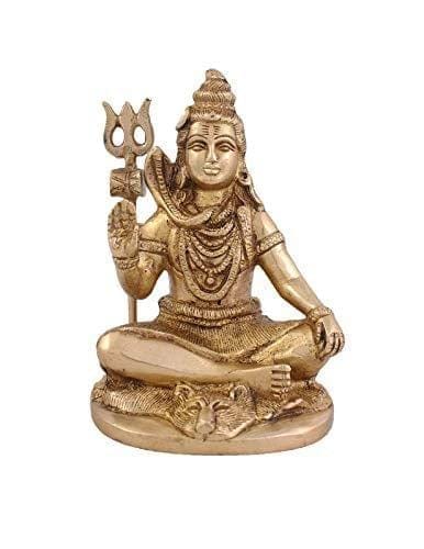 Arihant Craft� Hindu God Shiva Idol Hand Work Showpiece � 13.5 cm (Brass, Gold)