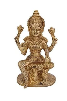 Arihant Craft� Hindu Goddess Lakshmi Idol Hand Work Showpiece � 16.8 cm (Brass, Gold)