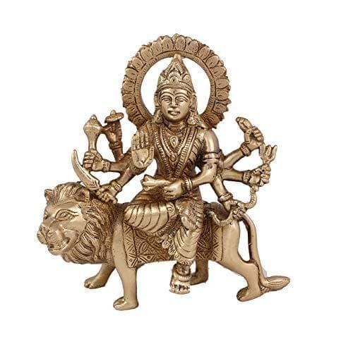 Arihant Craft� Hindu Goddess Durga Idol Hand Work Showpiece � 15.9 cm (Brass, Gold)