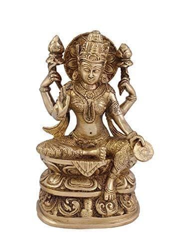 Arihant Craft� Hindu Goddess Lakshmi Idol Hand Work Showpiece � 20.5 cm (Brass, Gold)