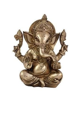 Arihant Craft� Hindu God Ganesha Idol Hand Craft Showpiece � 20.8 cm (Brass, Gold)