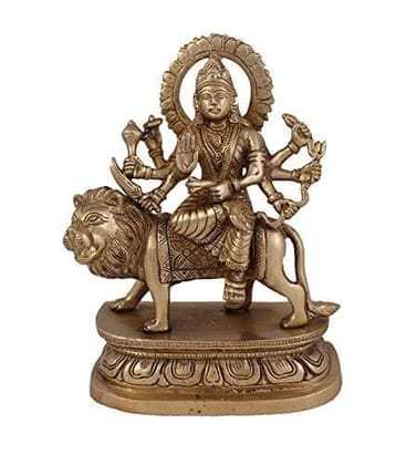 Arihant Craft� Hindu Goddess Durga Idol Hand Work Showpiece � 20.3 cm (Brass, Gold)