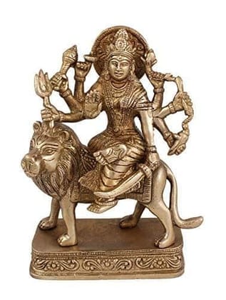 Arihant Craft� Hindu Goddess Durga Idol Hand Work Showpiece � 18.5 cm (Brass, Gold)