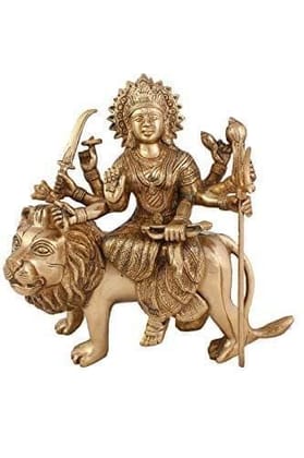 Arihant Craft� Hindu Goddess Durga Idol Hand Work Showpiece � 26 cm (Brass, Gold)