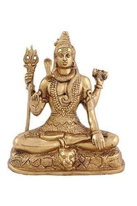 Arihant Craft� Hindu God Shiva Idol Hand Work Showpiece � 20 cm (Brass, Gold)