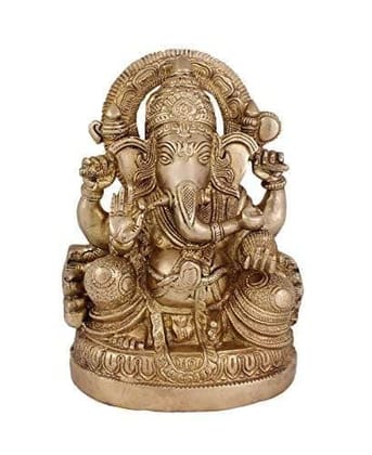 Arihant Craft� Hindu God Ganesha Idol Hand Craft Showpiece � 22 cm (Brass, Gold)