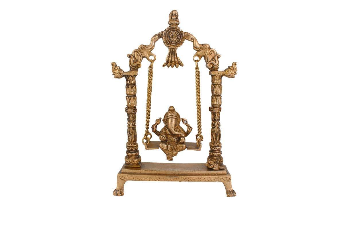 Arihant Craft� Hindu God Ganesha Idol Hand Craft Showpiece � 31.5 cm (Brass, Gold)