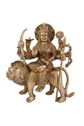 Arihant Craft� Hindu Goddess Durga Idol Hand Work Showpiece � 27 cm (Brass, Gold)