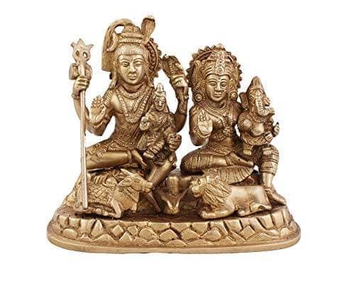 Arihant Craft� Hindu God Shiva Parivar Idol Sculpture Hand Work Showpiece � 16.5 cm (Brass, Gold)