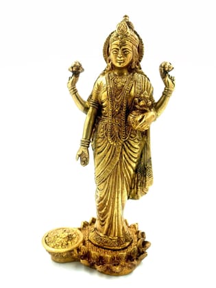 Arihant Craft� Hindu Goddess Lakshmi Idol Laxmi Statue Maa Lakshmi Sculpture Hand Work Showpiece � 25 cm (Brass, Gold)