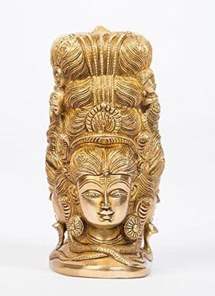 Arihant Craft� Hindu God Shiva Parvati Three Face Idol Lord Shiva Statue Mahadev Sculpture Hand Work Showpiece � 10.5 cm (Brass, Gold)