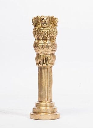 Arihant Craft� Ashok Pillar Statue Ashok Stambh Sculpture Showpiece Hand Work � 15 cm (Brass, Gold)