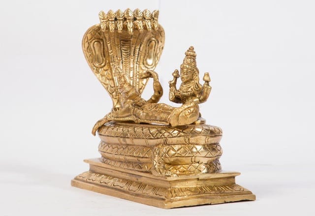 Yoga Nidra: Vishnu & Lakshmi on Sesha Nag - Artisans Crest