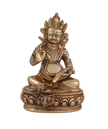 Arihant Craft� Ethnic Decor God Kuber Idol Statue Lord Kuber Sculpture Showpiece Hand Work � 19 cm (Brass, Gold)