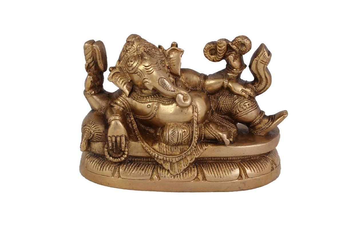 Arihant Craft� Hindu God Ganesha Idol Hand Craft Showpiece � 10 cm (Brass, Gold)