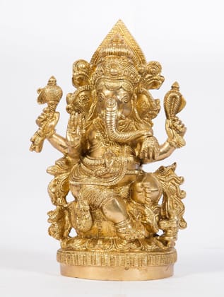 Arihant Craft� Hindu God Ganesha Idol Hand Craft Showpiece � 24.5 cm (Brass, Gold)