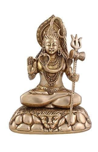 Arihant Craft� Hindu God Shiva Idol Hand Work Showpiece � 27 cm (Brass, Gold)