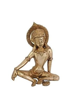 Arihant Craft� Ethnic Decor Devraj Inder Idol Hand Work Showpiece � 18.5 cm (Brass, Gold)