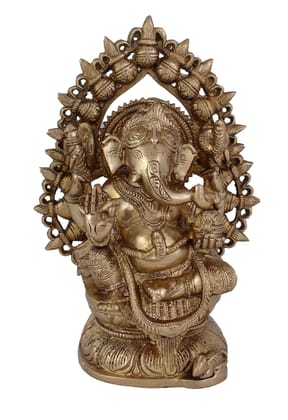 Arihant Craft� Hindu God Ganesha Idol Hand Craft Showpiece � 26 cm (Brass, Gold)