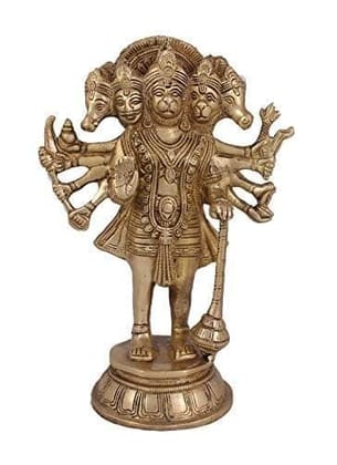 Arihant Craft� Hindu God Panchmukhi Hanuman Idol Hand Work � 26 cm (Brass, Gold)