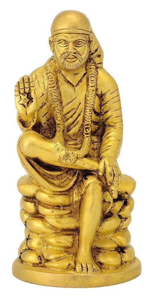 Arihant Craft� Hindu God Shirdi Sai Baba Idol Statue Sculpture Hand Work Showpiece � 15 cm (Brass, Gold)