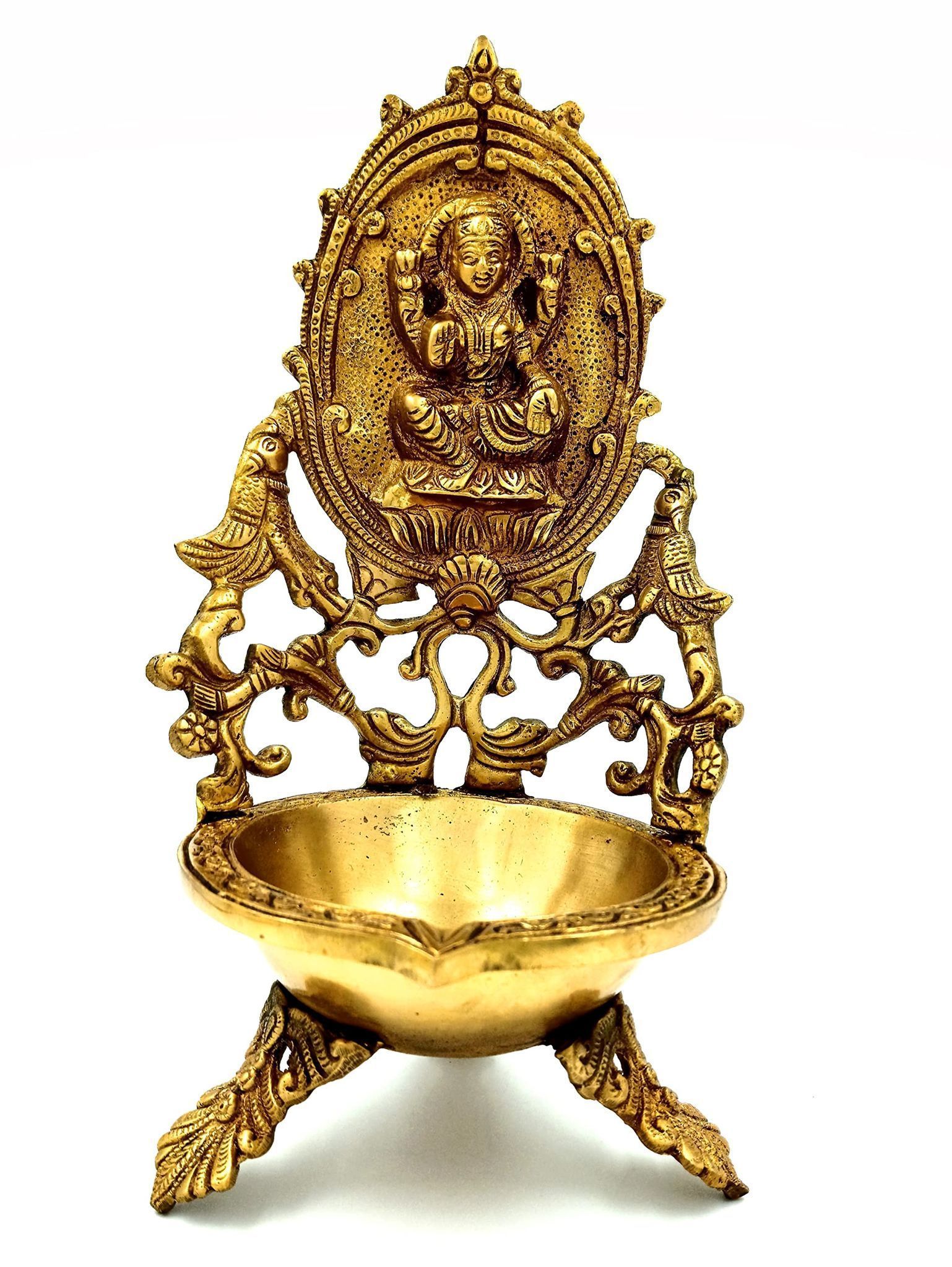 Arihant Craft� Hindu Goddess Lakshmi Oil Lamp Laxmi Statue Maa Lakshmi Sculpture Hand Work Showpiece � 29 cm (Brass, Gold)