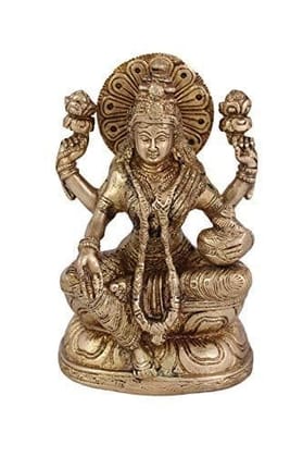 Arihant Craft� Hindu Goddess Lakshmi Idol Hand Work Showpiece � 15 cm (Brass, Gold)