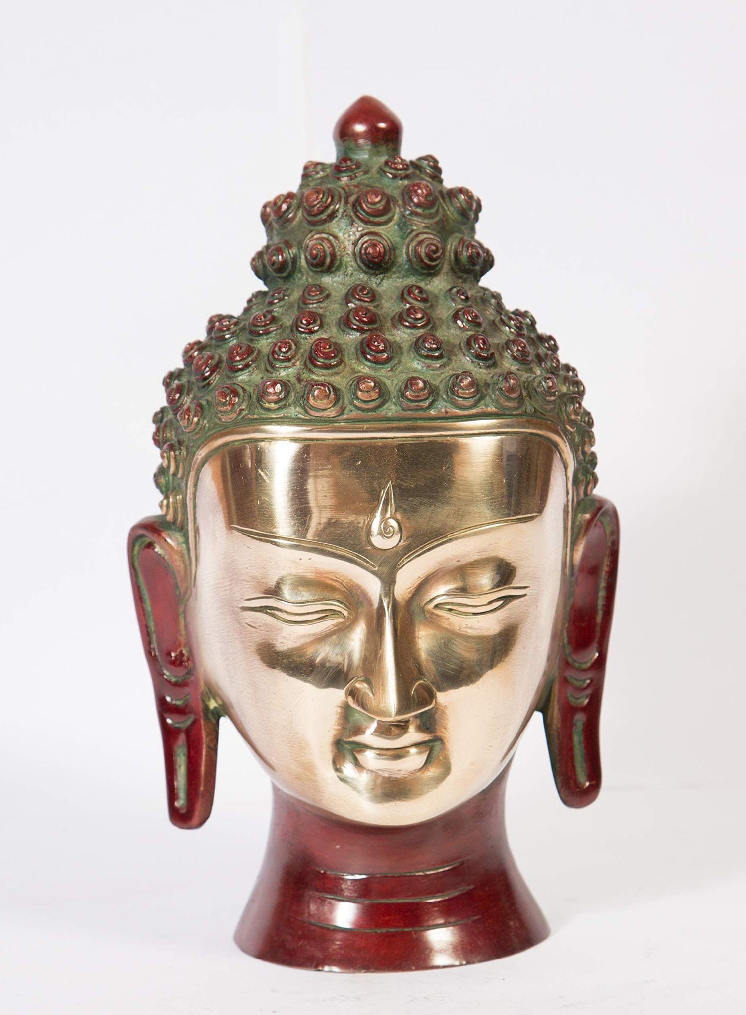 Arihant Craft� Ethnic Decor Lord Buddha Idol Statue Sculpture Showpiece � 24.5 cm (Brass, Red, Green)