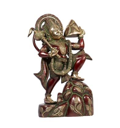 Arihant Craft� Hindu God Hanuman Idol Mahavir Statue Bajrangbali Sculpture Hand Work Showpiece � 42 cm (Brass, Red, Green)