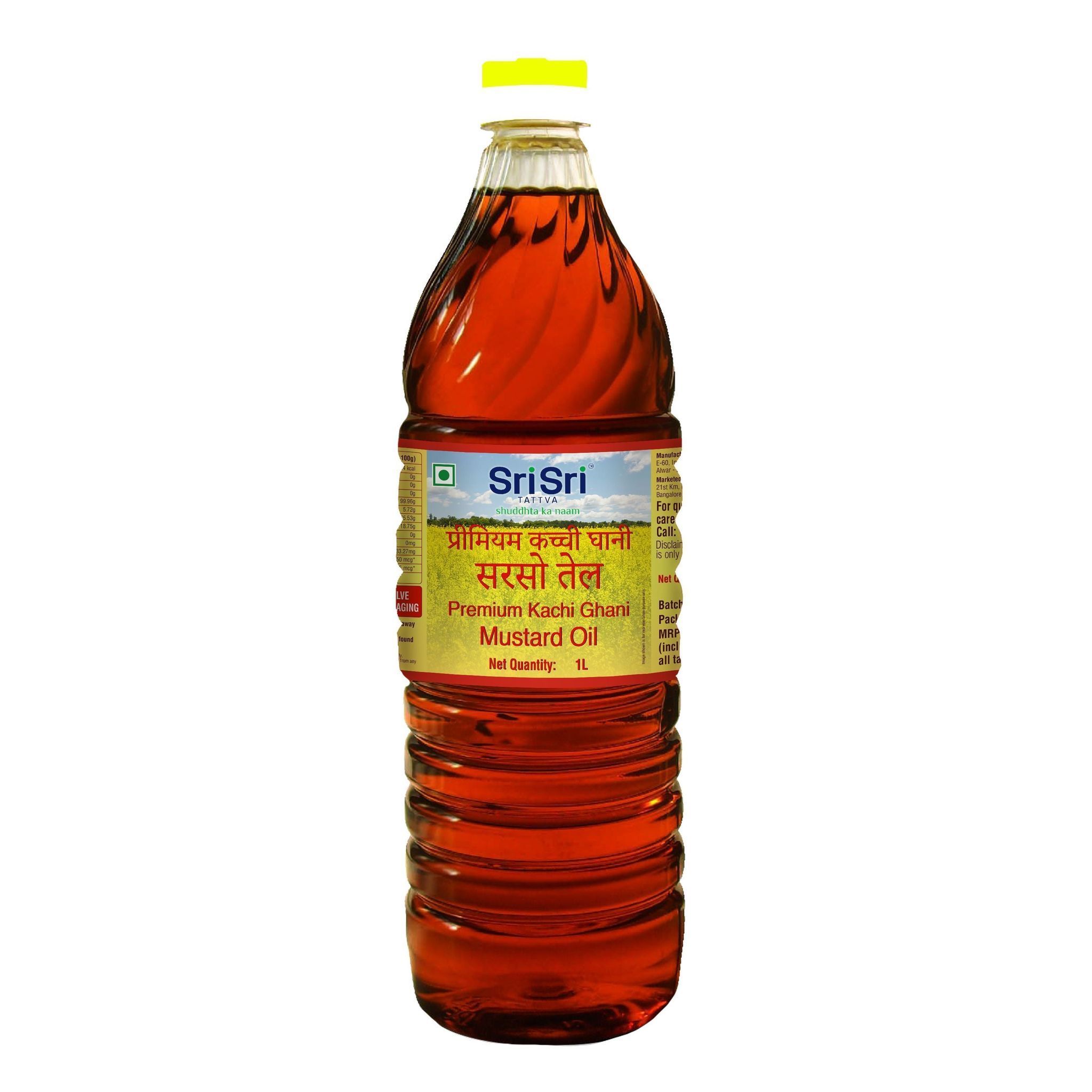 Sri Sri Tattva Premium Kachi Ghani Mustard Oil Bottle, 1L