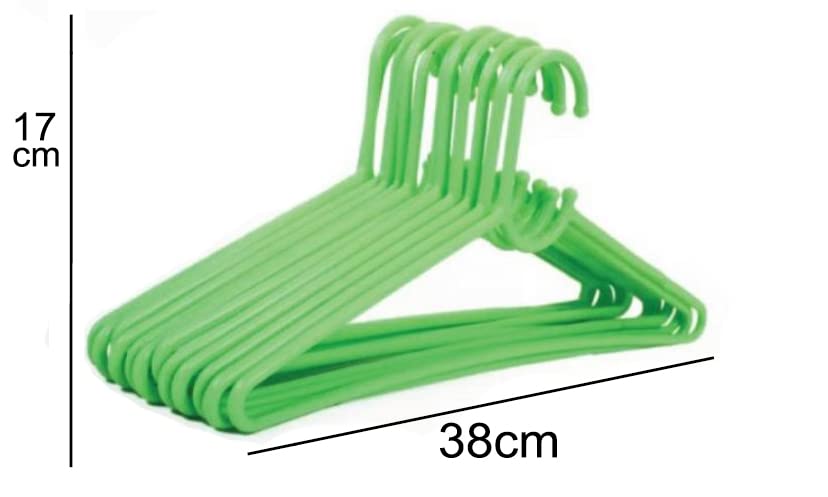 SHUBHAM Plastic Clothes Hangers for Wardrobe Heavy Duty Storage Hanger Best for Shirt,T-Shirt,Pant,Saree and Kurta,Set of 6(Green)