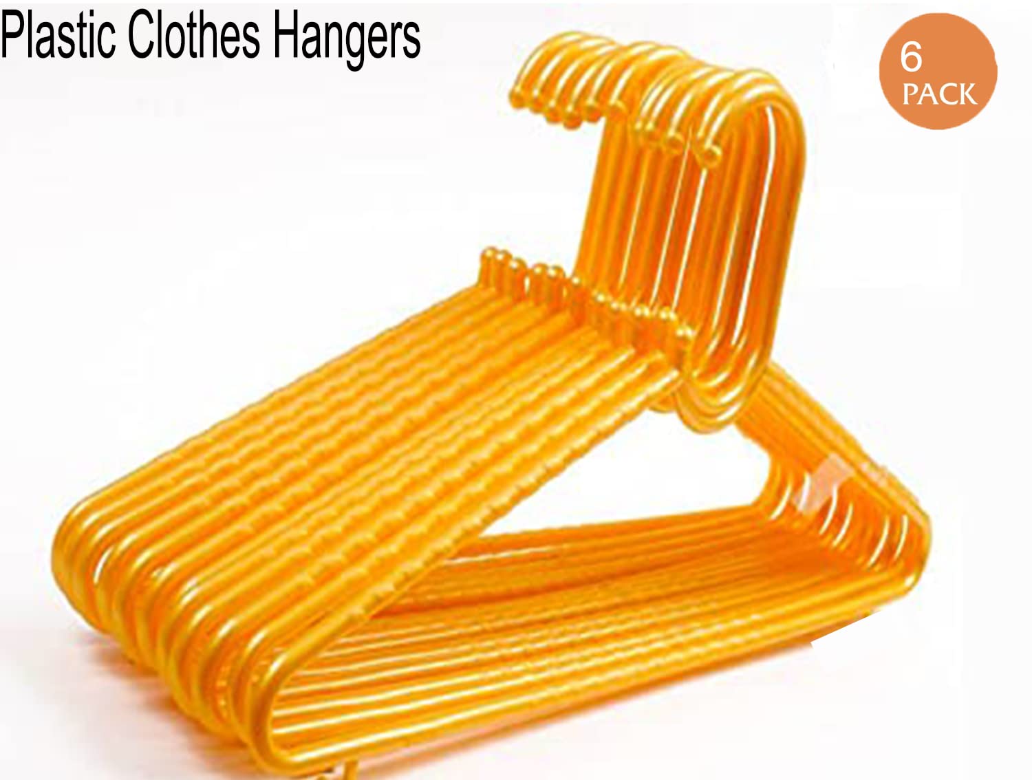 SHUBHAM Plastic Clothes Hangers for Wardrobe Heavy Duty Storage Hanger Best for Shirt,T-Shirt,Pant,Saree and Kurta,Set of 6(Orange)